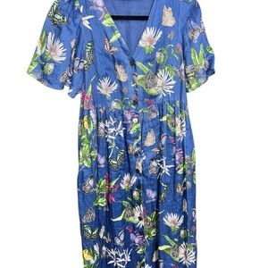 J. McLaughlin Blue Floral Midi Dress